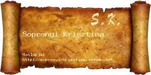 Sopronyi Krisztina névjegykártya